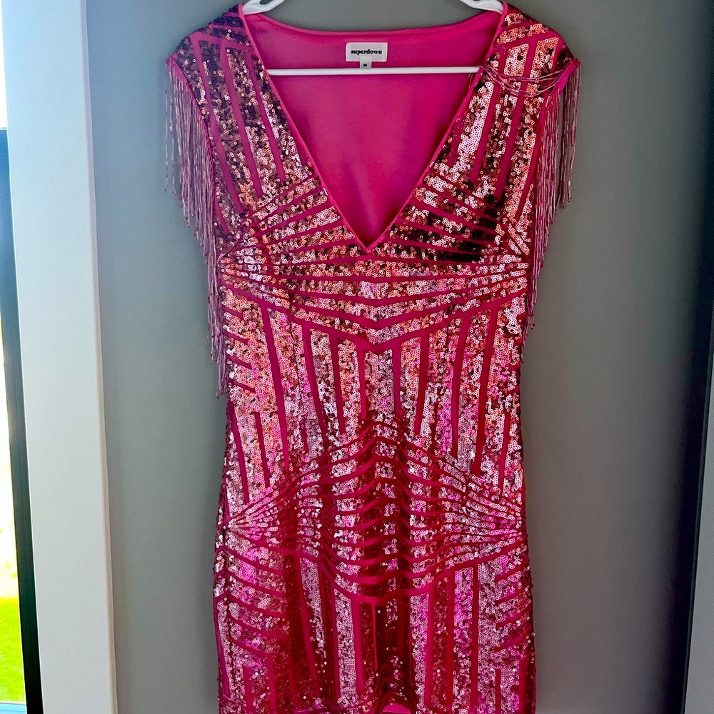 Pink sparkly superdown dress